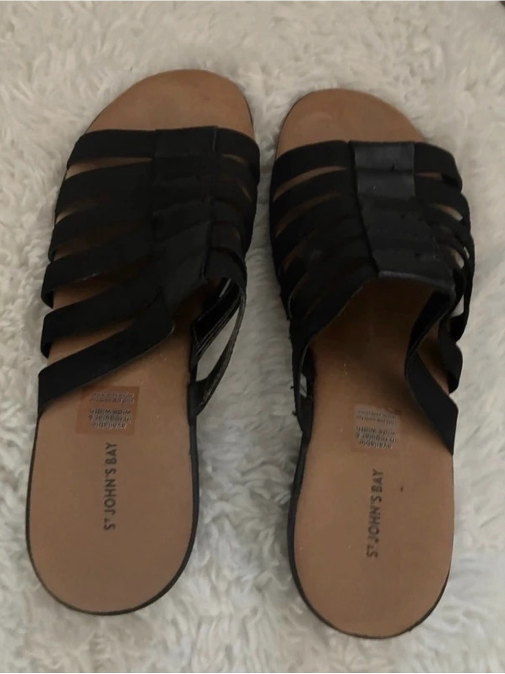 St. John's Bay Black Strappy Mule Sandals